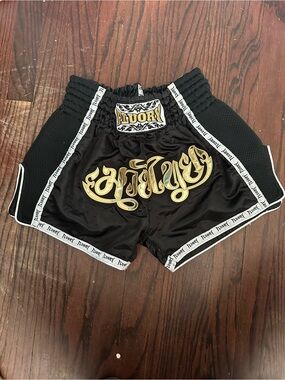 Flouory Black and Gold Muay Thai Shorts